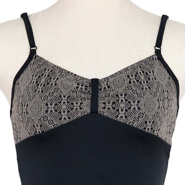 バレエ レオタード 子供 大人 胸元レース リボンパッセ 日本製 お直し3年保証 吸汗速乾 UVカット 胸元柄 scl051 バレエ レオタード 子供～ 大人【リボンパッセ・ブラック】吸水速乾 UVカット キッズ 子供 ジュニア 大人 日本製 3年保証 黒 ラ