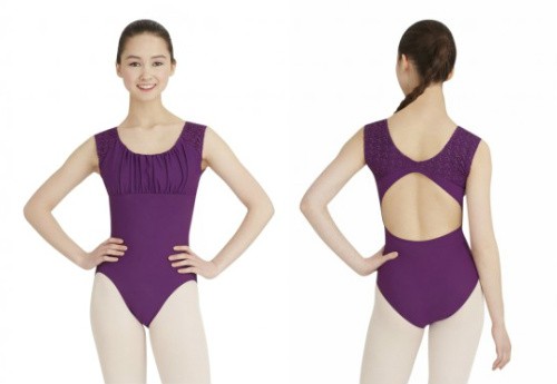 バレエレオタード CAPEZIO 胸ギャザー＆レースデザインレオタード
