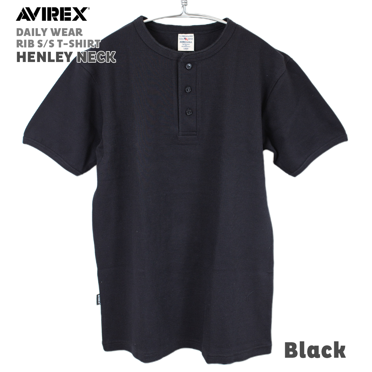 AVIREX（アヴィレックス） アビレックス DAILY S/S RIB HENLEY NECK T