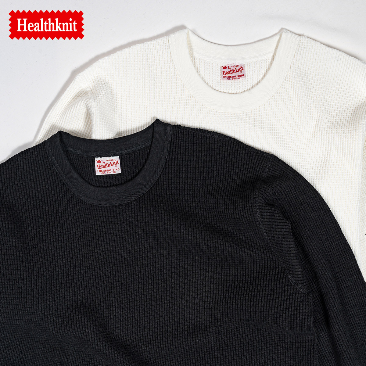Healthknit（ヘルスニット） クルーネック 長袖Tシャツ サーマル