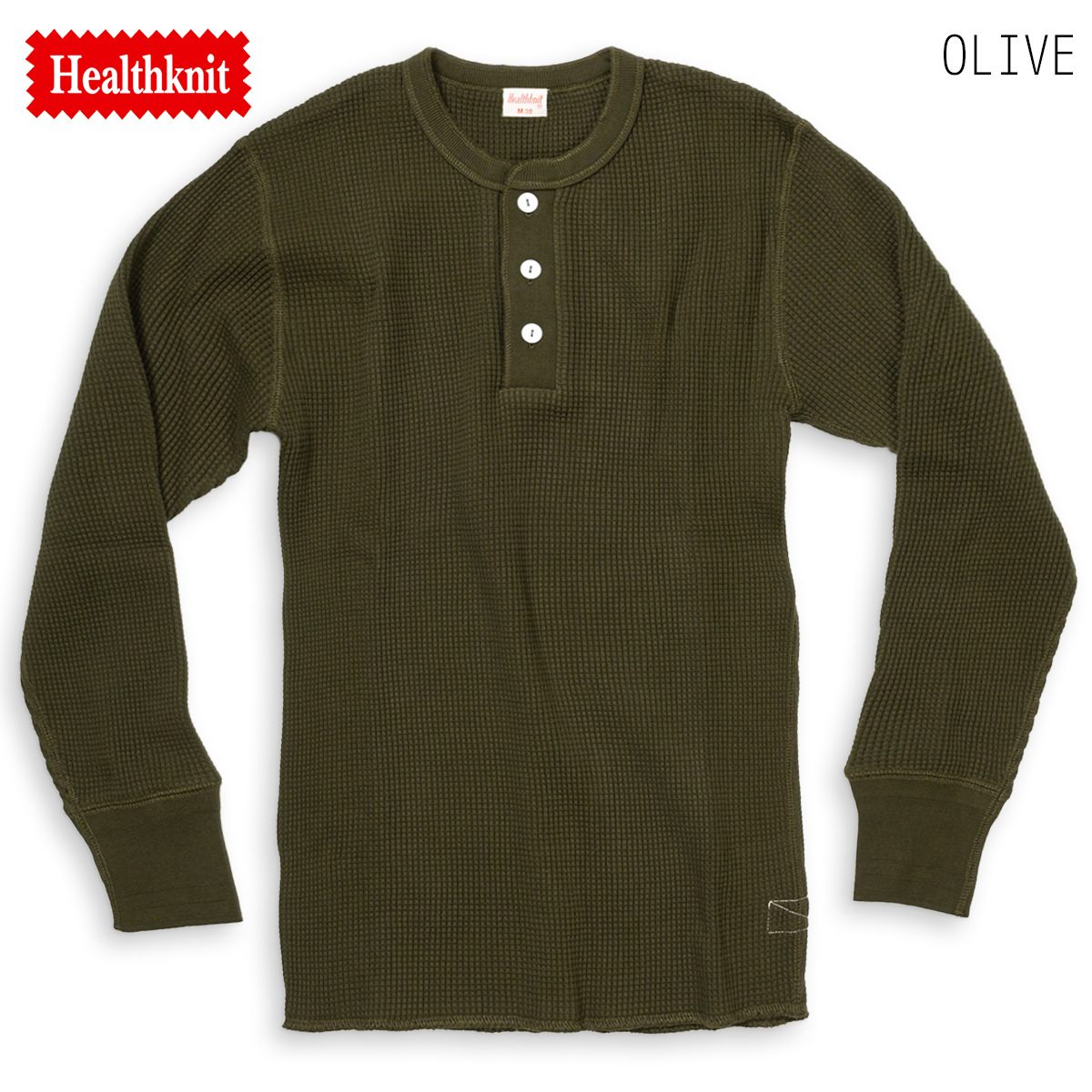 Healthknit ヘルスニット ヘンリーネック 長袖Tシャツ サーマル