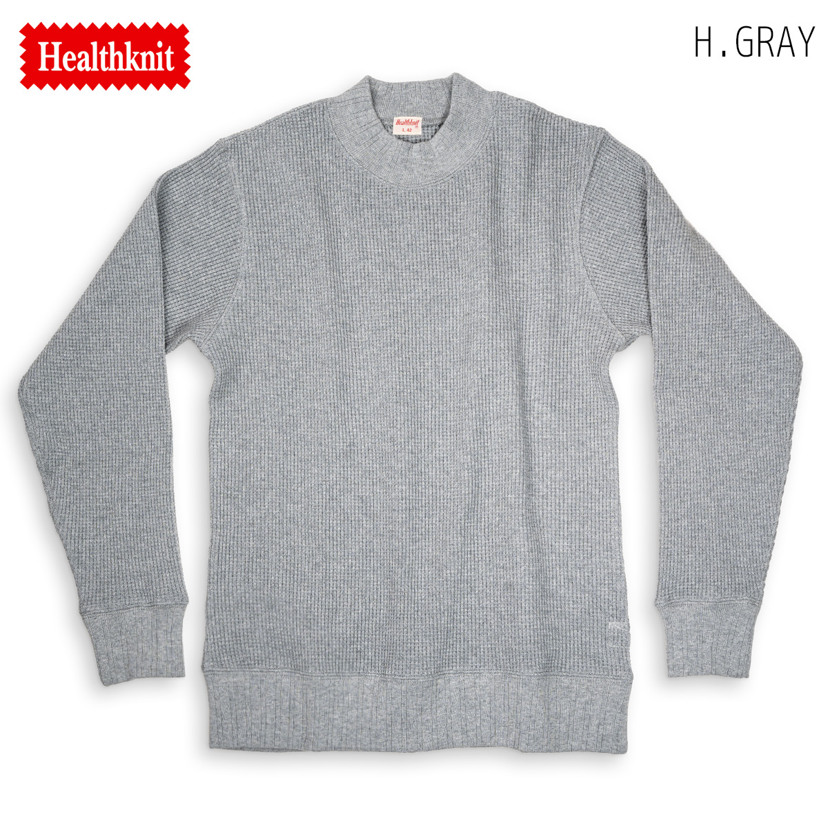 Healthknit（ヘルスニット） モックネック ロンT 長袖Tシャツ サーマル 