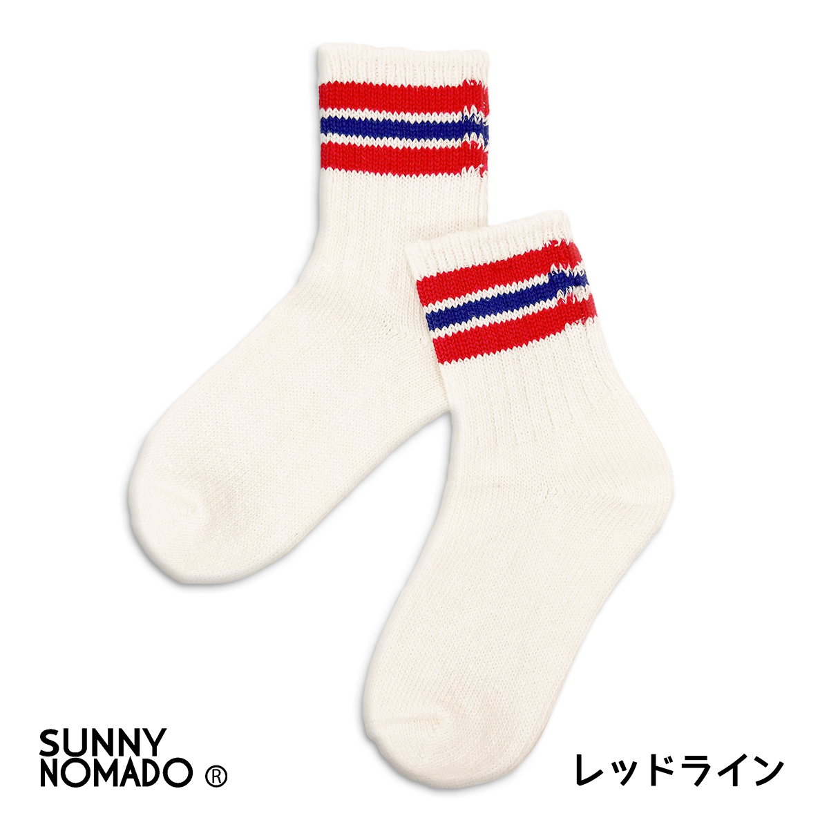 SUNNY NOMADO/サニーノマド/スニーカーソックス/Old School Hemp Socks/RED LINE
