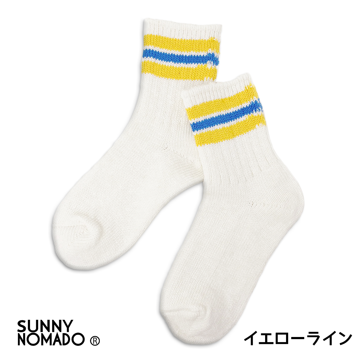 SUNNY NOMADO/サニーノマド/スニーカーソックス/Old School Hemp Socks/YELLOW LINE