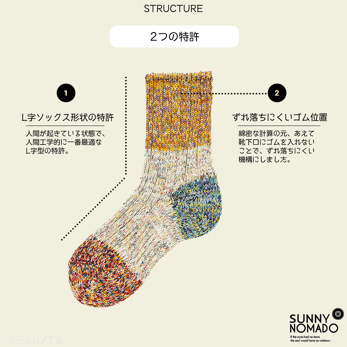 SUNNY NOMADO/サニーノマド/スニーカーソックス/Old School Hemp Socks/詳細4