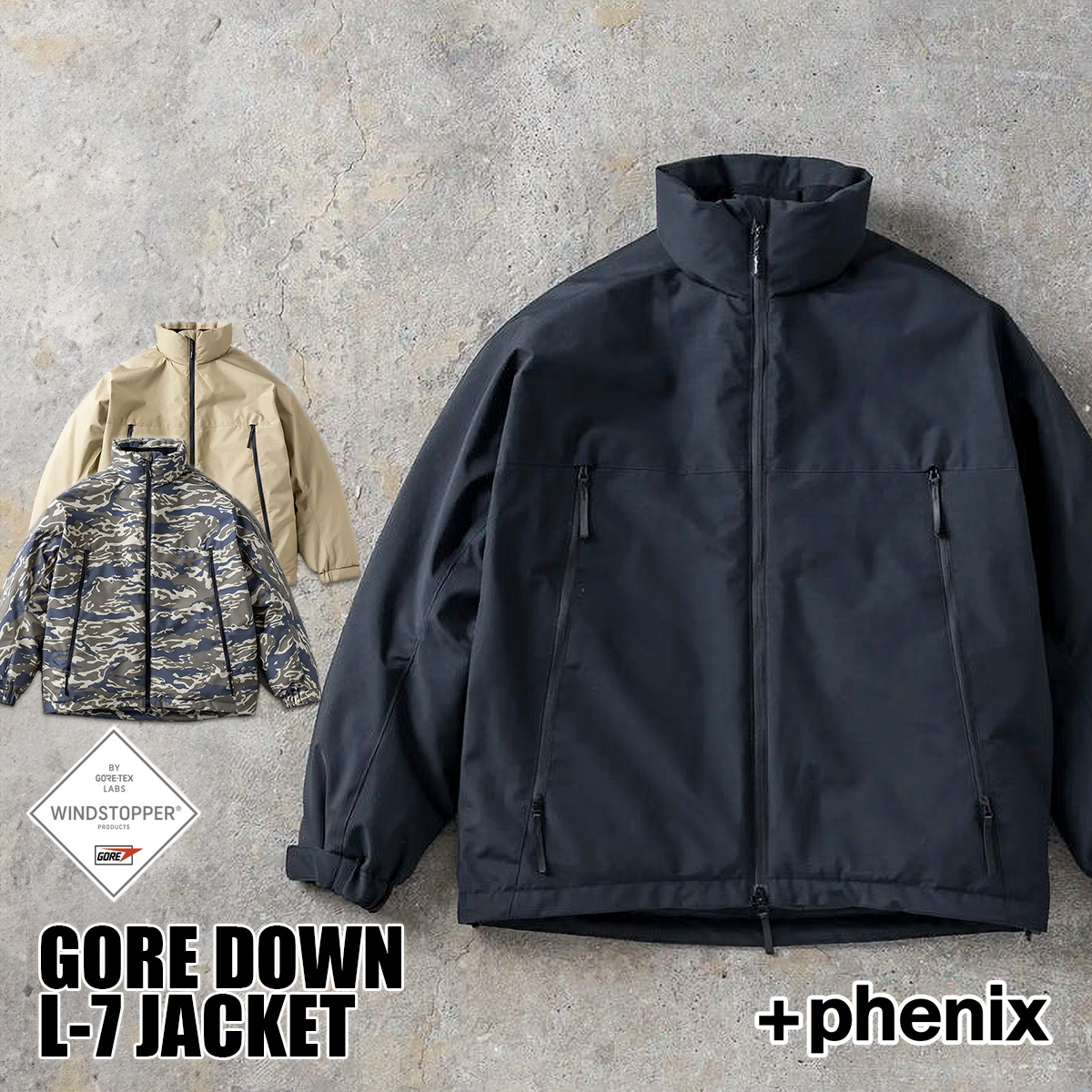 +phenix ダウンジャケット GORE-TEX DOWN L-7 JACKET ゴアテックス WINDSTOPPER poo-23056  プラスフェニックス