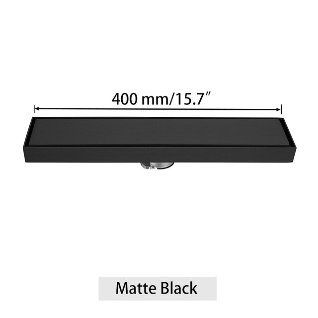 タイル挿入ステンレス鋼ブラックバスルームフロアドレン30　40　50　cmの長方形のリニアシャワー排水