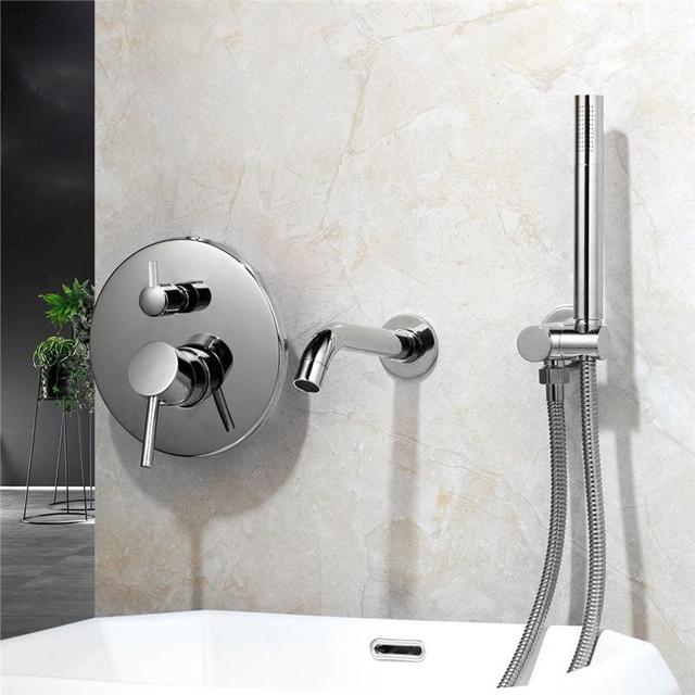 Ouboni-金メッキのシャワー水栓,蛇口の壁掛け,2つの方法,ミキサータップのセット