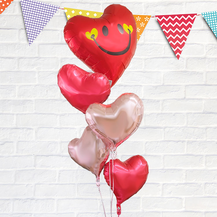 バルーン電報 スマイルハートと3つのハート浮き型バルーン 誕生日 結婚式 二次会 開店祝い 発表会 記念日 祝電 パーティ おしゃれ ハート バルーン ギフト | ブランド登録なし | 06