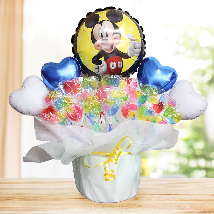 キャンディブーケ ディズニー ミッキーのキャンディーブーケ バルーン電報 誕生日 結婚式 出産祝い 開店祝い 発表会 記念日 おしゃれ #2507 | Disney | 01