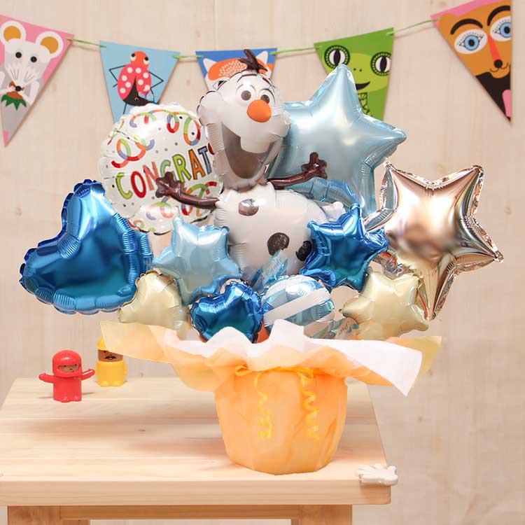 バルーン電報 ディズニー アナと雪の女王 オラフ 卓上バルーンギフト（ブルー） 誕生日 結婚式 出産祝い 開店祝い 発表会 #2542 | Disney | 02