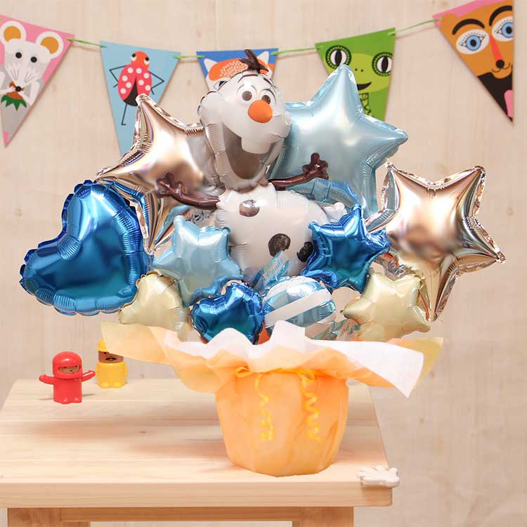 バルーン電報 ディズニー アナと雪の女王 オラフ 卓上バルーンギフト（ブルー） 誕生日 結婚式 出産祝い 開店祝い 発表会 #2542 | Disney | 01