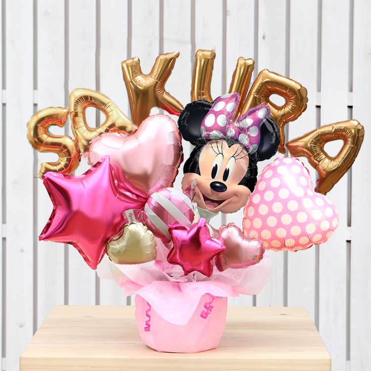 バルーン電報 ミニーのアルファベットと数字のバルーンを自由に組み合わせたオリジナルバルーンギフト ディズニー Disney #2554 | Disney | 01
