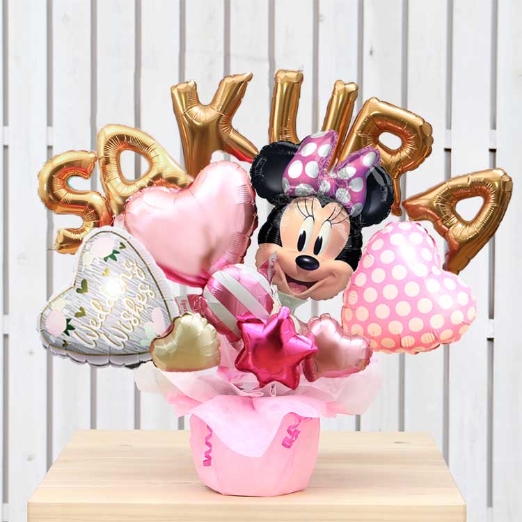 バルーン電報 ミニーのアルファベットと数字のバルーンを自由に組み合わせたオリジナルバルーンギフト ディズニー Disney #2554 | Disney | 04