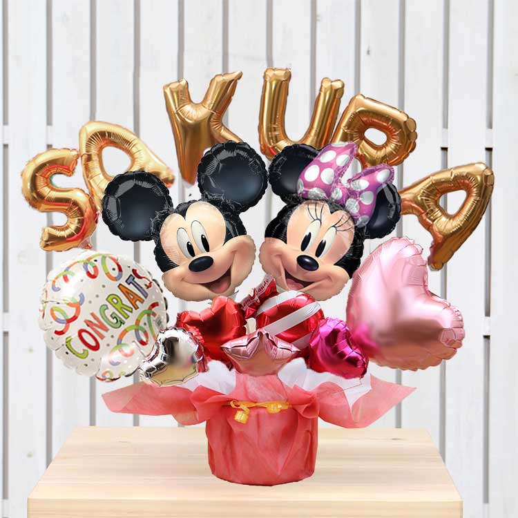 バルーン電報 ミッキー&ミニーのアルファベットと数字のバルーンを自由に組み合わせたオリジナルバルーン電報 ディズニー Disney 誕生日 #2557 | Disney | 02