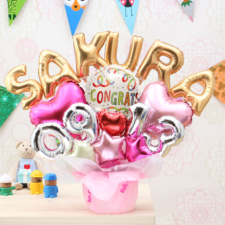 R（プロフィール必読）　 ピンク　卓上バルーン　誕生日　名前　ローマ字 Amazon | 【Poimi-R】アルファベット バルーン ローズゴールド