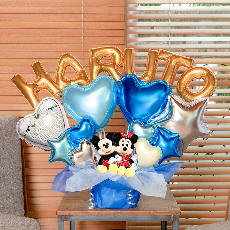 組み合わせ 6文字 バルーン 選べる バルーン電報 ミッキー ミニー ぬいぐるみ 結婚式 誕生日 発表会 ディズニー 電報 Disney 誕生日 ブルー | Disney | 04