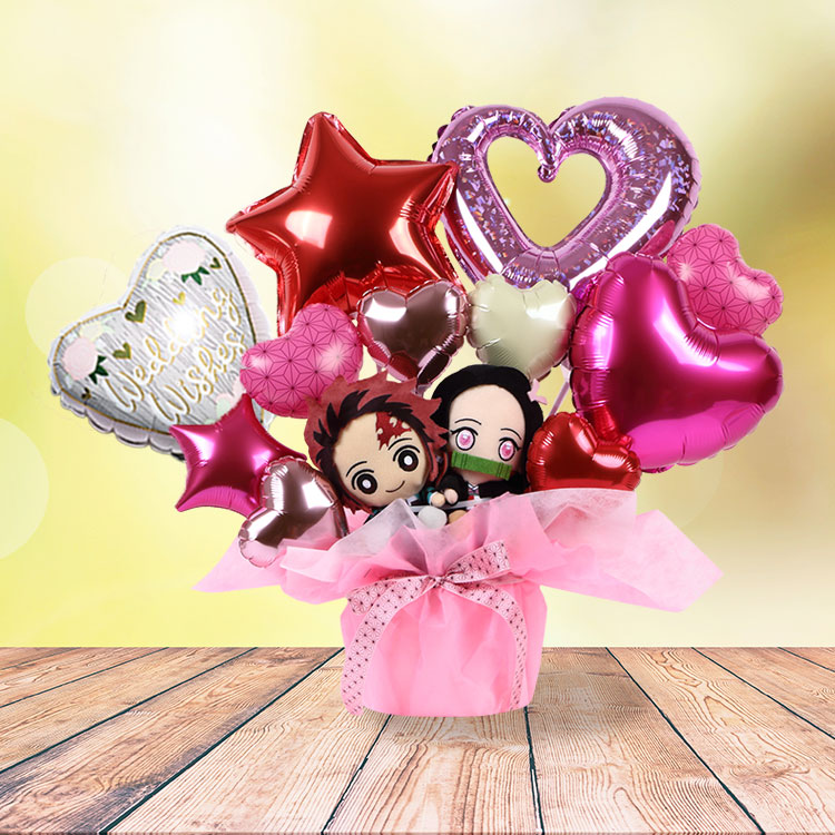 バルーンギフト 鬼滅の刃 炭治郎 禰豆子 ぬいぐるみ ピンク 誕生日 結婚式 開店祝い 発表会 おしゃれ お祝い 卒業祝い 入学祝い 卒園 入学 初節句 | BANDAI | 04