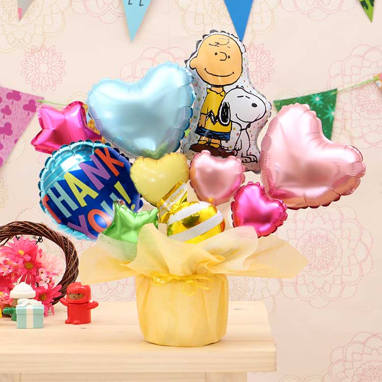 バルーン電報 スヌーピー＆チャーリー・ブラウンの卓上バルーンギフト 誕生日 結婚式 出産祝い 開店祝い 発表会 記念日 おしゃれ #2601 | SNOOPY | 05
