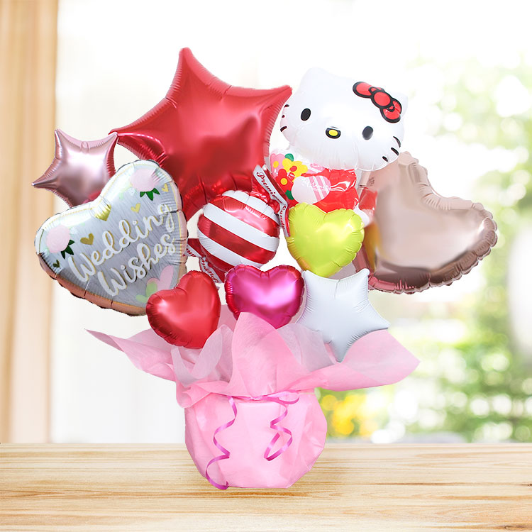 ハローキティ バルーンギフト キティちゃん バルーン電報 誕生日 結婚式 結婚祝い 開店祝い お祝い 電報 発表会 バースデー プレゼント 名入れ ギフト キティ | sanrio | 04