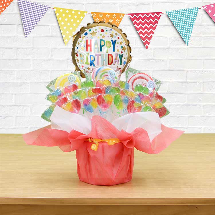 キャンディブーケ ドットハート バルーン バースデー コングラッツ