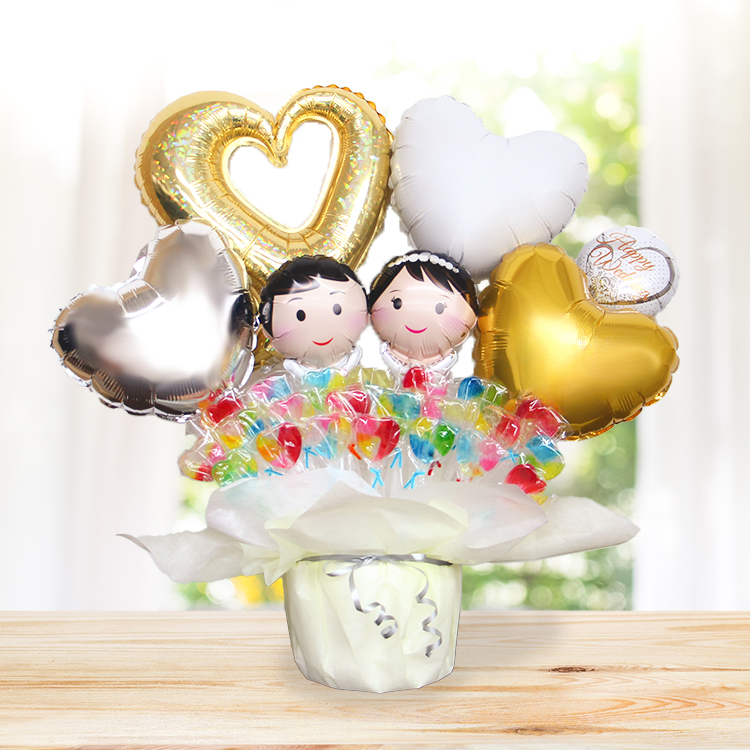 キャンディブーケ 新郎新婦 ペア ウェディング 結婚式 結婚祝い 電報