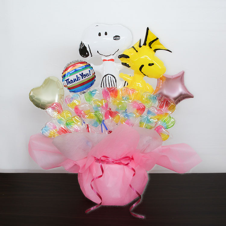 スヌーピー ピンク キャンディブーケ バルーン電報 結婚式 誕生日 発表会 出産祝い プレゼント ウェディング バースデー 祝電 バルーンギフト | SNOOPY | 05
