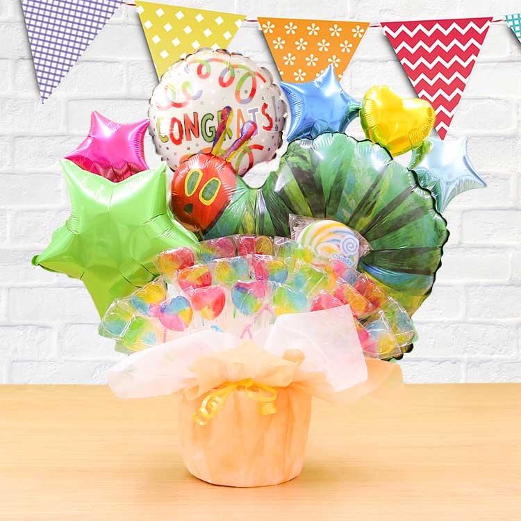 はらぺこあおむし キャンディブーケ バルーン電報 誕生日 発表会 出産祝い バースデー プレゼント 祝電 バルーンギフト 7625 | ERIC CARLE | 02