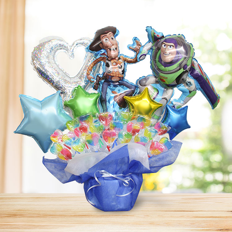 トイストーリー キャンディブーケ バルーンギフト 名入れ 誕生日 バルーン バズ ウッディ ディズニー バズ・ライトイヤー 祝電 ギフト 出産祝い 発表会 入学 | トイ・ストーリー | 01