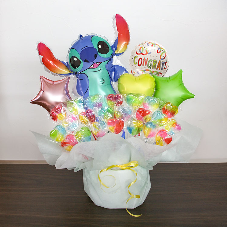 スティッチ キャンディブーケ 豪華 バルーン電報 結婚式 誕生日 発表会 出産祝い 開店祝い キャンディ バルーン ギフト バースデー ディズニー | リロ＆スティッチ | 02