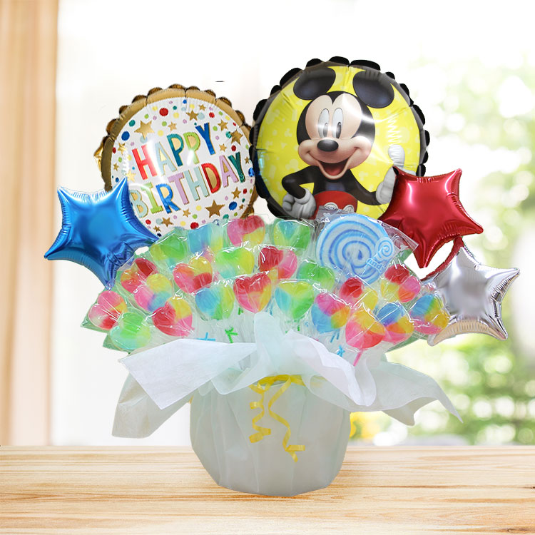 Disney ミッキー キャンディブーケ 豪華 バルーン電報 誕生日 結婚式 