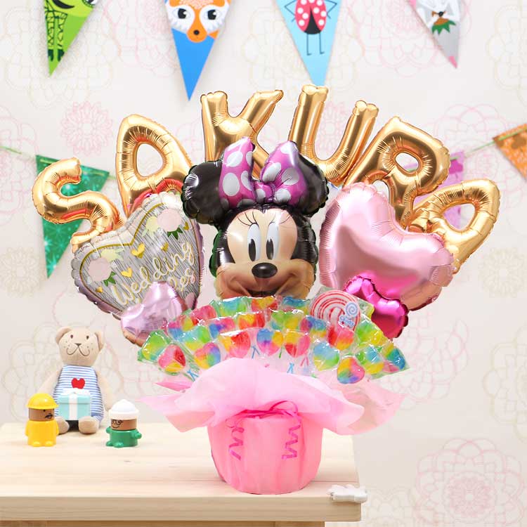 組み合わせ 6文字 ミニー バルーン キャンディ ブーケ 選べる バルーン電報 キャンディー 結婚式 誕生日 発表会 出産祝い 開店祝い 卒業祝い 入学祝い 祝電 | Disney | 04
