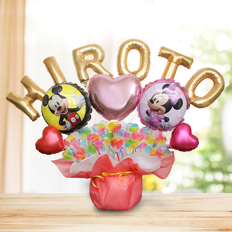 ミッキー ミニー バルーン キャンディ ブーケ 選べる バルーン電報 キャンディー 結婚式 誕生日 発表会 出産祝い 開店祝い ディズニー 卒業祝い 入学祝い 祝電 | Disney | 01