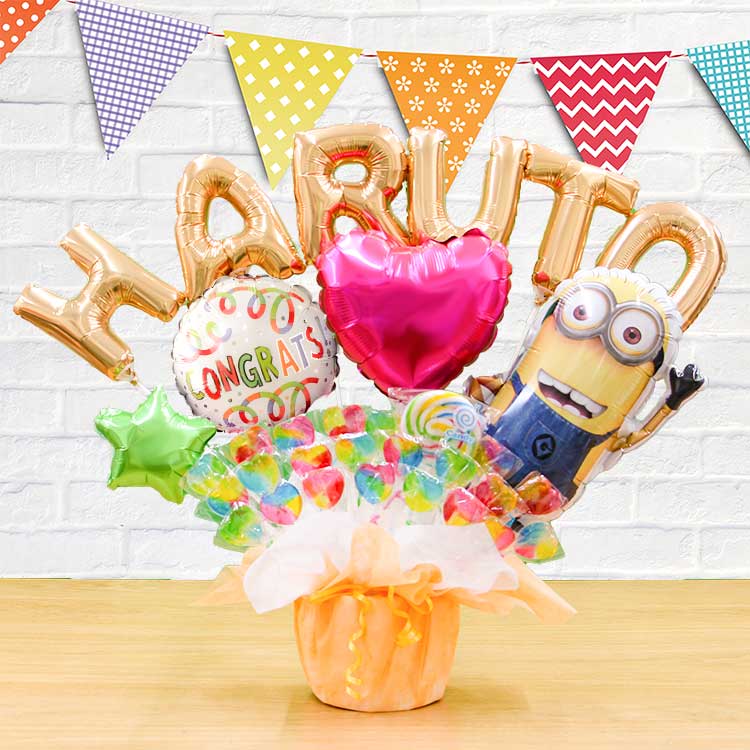 組み合わせ 6文字 ミニオン バルーン キャンディ ブーケ 選べる バルーン電報 キャンディー 結婚式 誕生日 発表会 出産祝い 開店祝い ミニオンズ 7660 | MINIONS | 02
