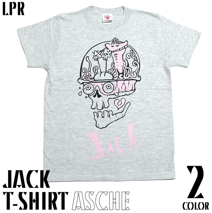 JACK (ジャック) Tシャツ (アッシュ) LPR -X- 半袖 スカル ガイコツ ドクロ柄 髑髏 エイリアン ロックTシャツ イラストレーション グレー | メンズセレクト | 01