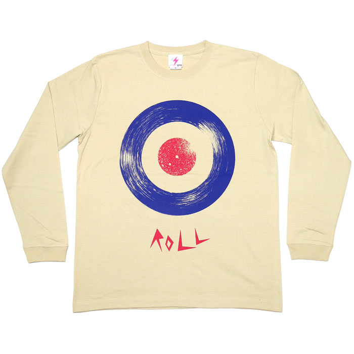 ROLL ( ロール ) ロングスリーブ Tシャツ (サンドベージュ) -X- 長袖 ロンTee ターゲット 標的 モッズ モッド ロックンロール MODS ROCKER 綿100% | メンズセレクト | 01
