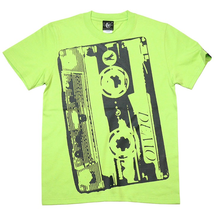 Demo Tape（デモテープ）Tシャツ (ライムグリーン)-G- 半袖 カセットテープ ロックTシ...