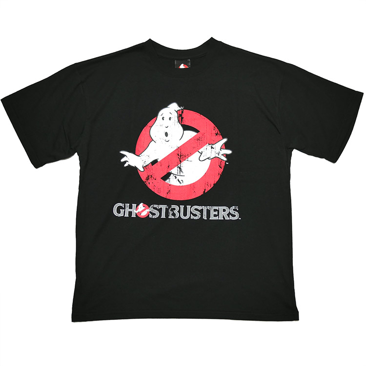 GHOST BUSTERS (ゴーストバスターズ) ビッグTシャツ (ブラック) -X- 半袖 黒色 No Ghostマーク ロゴデザインtee 幽霊 お化け退治 捕獲 映画 ホラー コメディ | メンズセレクト | 01