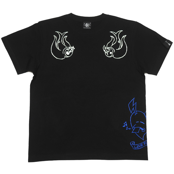 イレズミ Tシャツ (ブラック) - HARIKEN ハリケン -X- 半袖 黒色 刺青 入れ墨 タトゥー柄 ツバメ ハート イラスト パンクロックスタイル PUNKROCK | メンズセレクト | 01