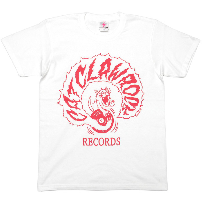 CAT CLAW ROCK キャット クロー ロック Tシャツ (ホワイト) HARIKEN ハリケン -X- 半袖 白色 ネコ ねこ 子猫 音楽 レコード アナログ盤 ロックンロール バンド | レディースセレクト | 01