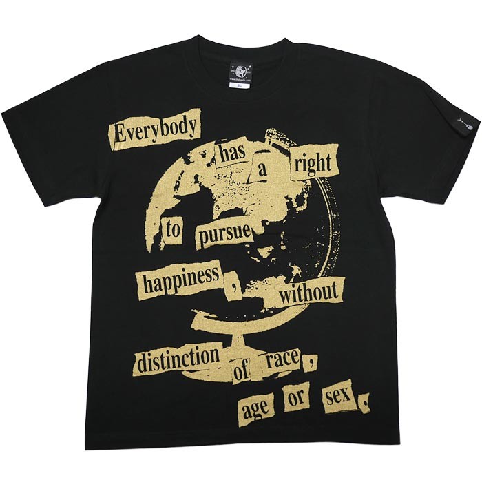 Happiness（ハピネス）Tシャツ (ブラック)-G- 半袖 黒色 地球儀 パンクロックTee ストリート アメカジ グラフィックデザイン｜bambi｜02