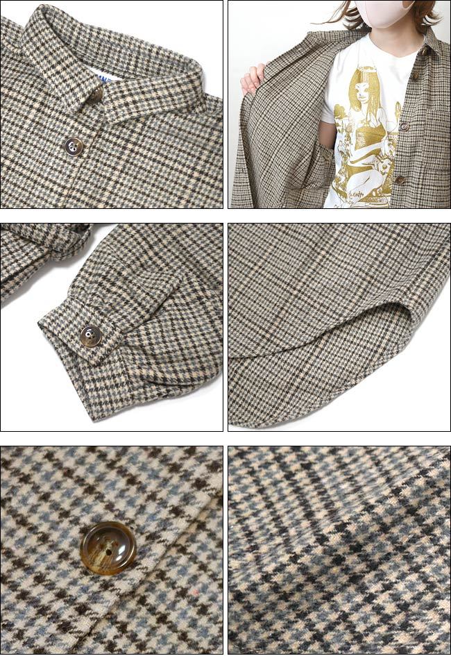 OMNES（オムネス） フェイクウール チェック柄 シャツコート (ブラウン