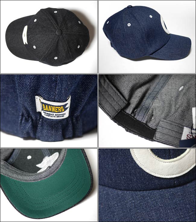 デニム エンブレム ベースボール キャップ (ブルー) - PENNANT BANNERS