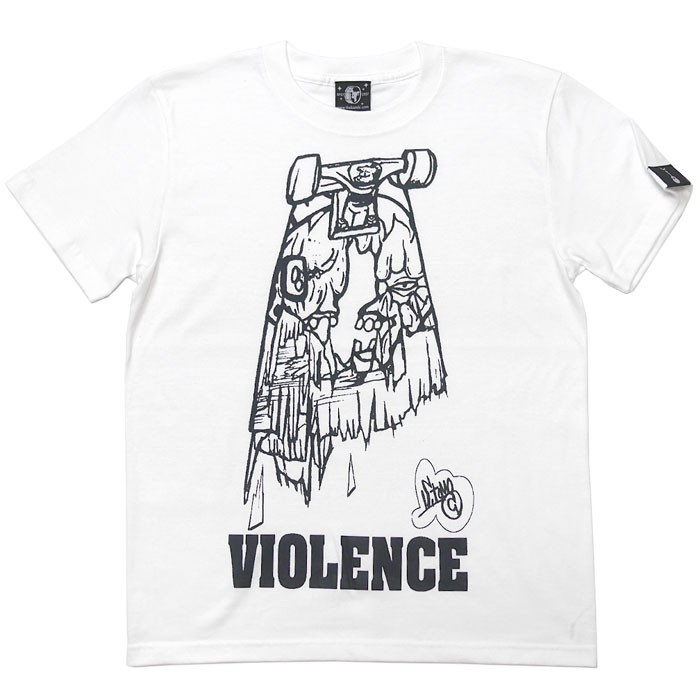 VIOLENCE (バイオレンス) Tシャツ (ホワイト)-G-  半袖 白Tee ゾンビ スケボー パンクロックTシャツ バンドTシャツ | メンズセレクト | 01