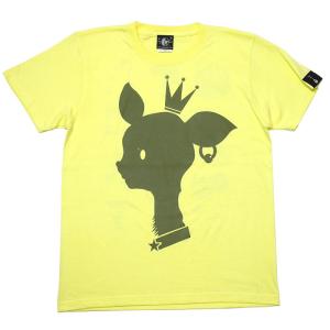 王冠バンビ Tシャツ (ライトイエロー) -F- 半袖 黄色 ばんび 子鹿 ロゴマーク かわいい ト...