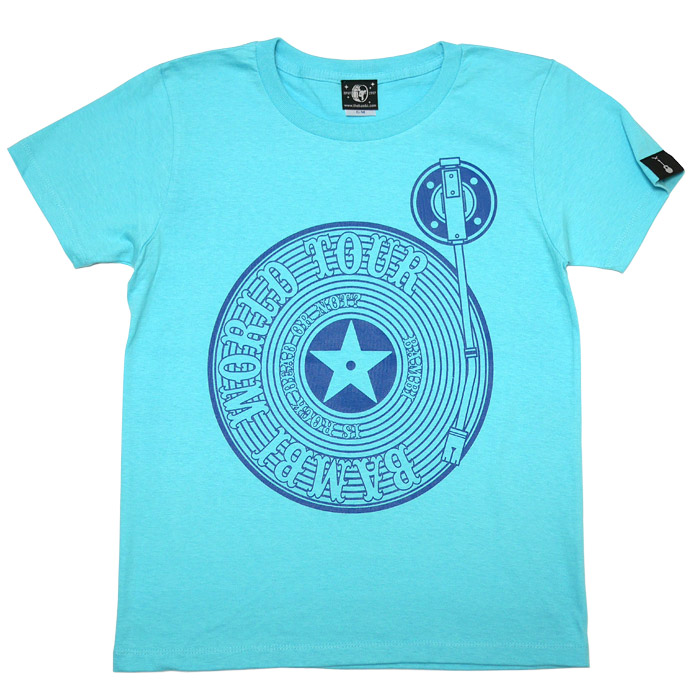 Bambi World Tour ガールズTシャツ (アクアブルー) -X- 半袖 水色 みずいろ カットソー レディース系 バンド ワールドツアー レコードプレイヤー | レディースセレクト | 01