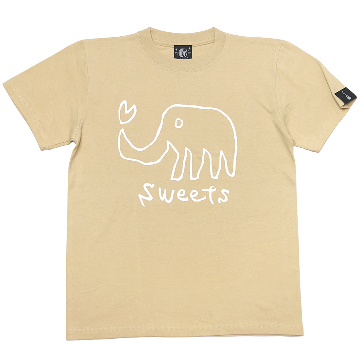sweets Tシャツ (ライトベージュ) -F- 半袖 肌色 可愛い 象さん ぞう どうぶつ柄 落...