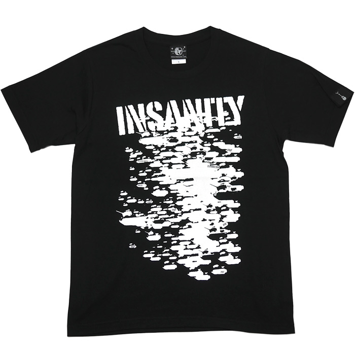 INSANITY Tシャツ (ブラック) -F- 半袖 黒色 パンクロックTシャツ PUNKROCK グラフィック 安全ピン バックプリント | メンズセレクト | 01