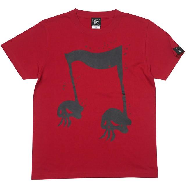 スカルオンプ２ Tシャツ (レッド) -G- 半袖 赤色 ドクロ ROCKNROLL ロックTシャツ アメカジ カジュアル かわいい 音符｜bambi｜02
