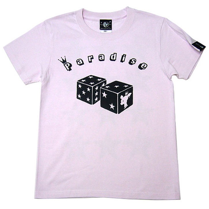 Paradise (パラダイス) Tシャツ（ライトピンク）-F- 半袖 桃色 サイコロ ロゴTシャツ アメカジ 大きいサイズ かわいい｜bambi｜02